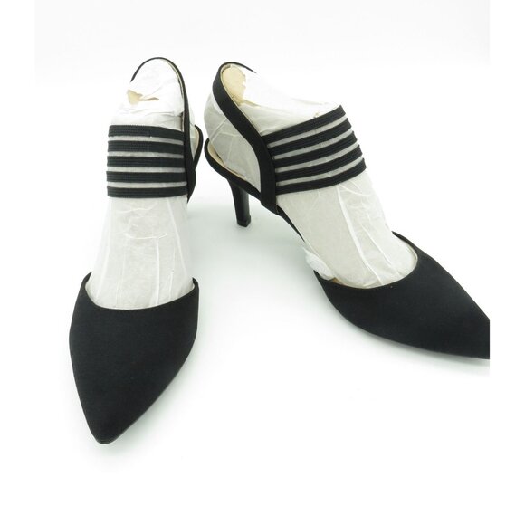 LifeStride Black Pointed Toe Kitten Heel Shoes Elastic Bands Size 6 NEW - Picture 6 of 7